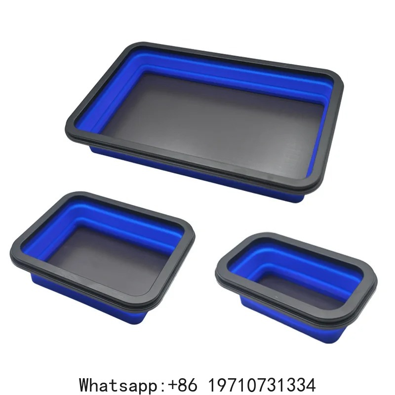 Magnetic Parts Tray - 3 個の折りたたみ式パーツセット 3 サイズのシリコン製折りたたみ式ネジ収納トレイ磁気オーガナイザーツール