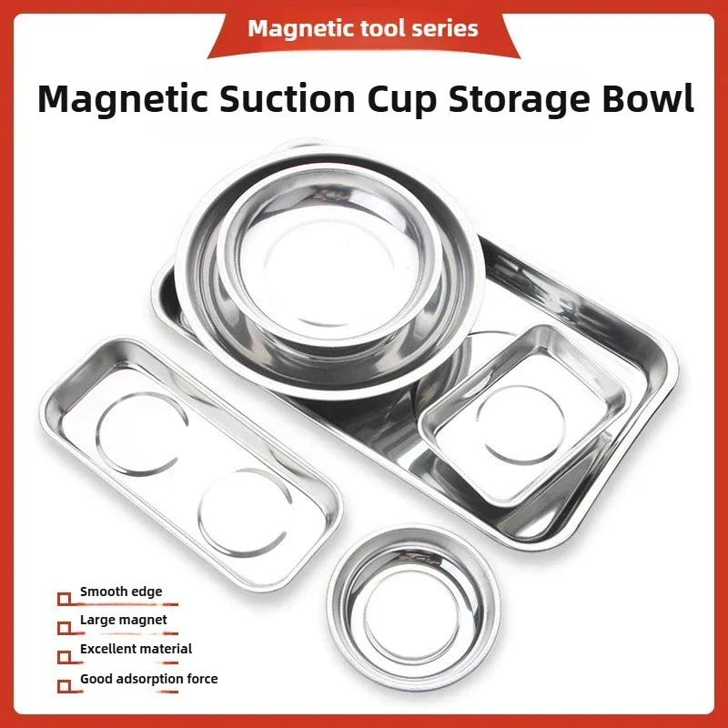 Magnetic Parts Tray - 丸型/四角型磁気ボウル、耐久性のある磁気ステンレス鋼製パーツトレイ付きで、簡単にアクセスでき、パーツの紛失を防ぎます。