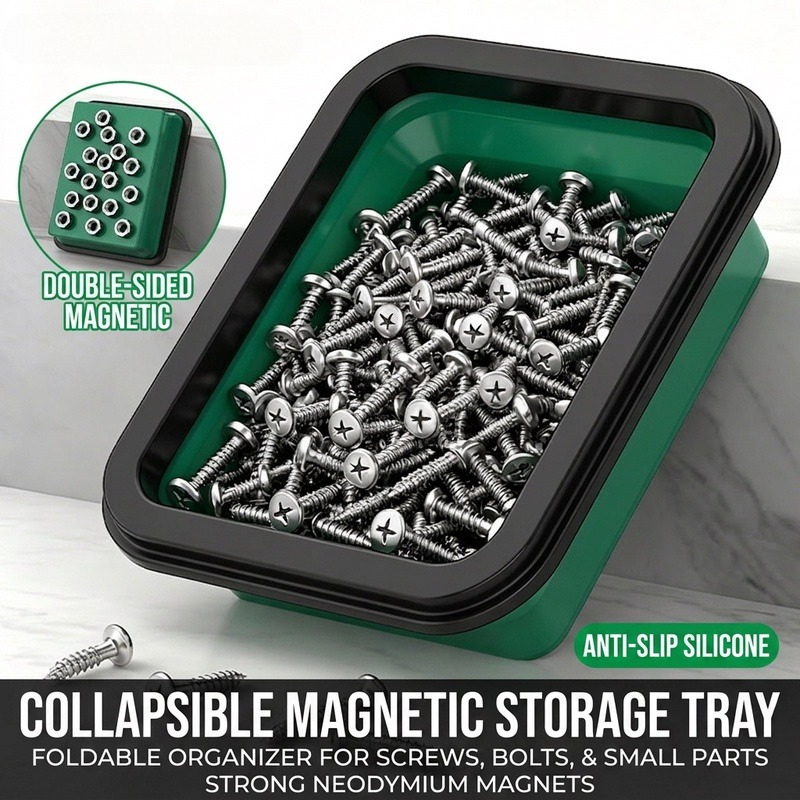 Magnetic Parts Tray - 磁気トレイシリコンオーガナイザーネジコンパートメント付きボウルツール折りたたみ式ボックス収納プラスチック部品配管工用