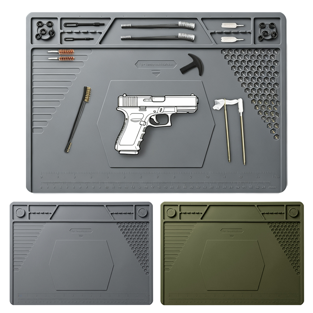 Magnetic Parts Tray - 戦術用銃クリーニングマット ピストル修理パッド 磁気ライフルクリーニング作業台マット シリコンマット オーガナイザーパーツトレイ付き