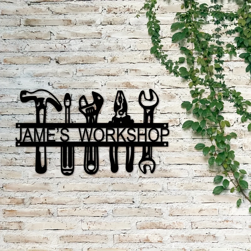 カスタマイズされた名前の工業風アイアンウォールアートツールデ - Workshop Tools Name のレビューと価格