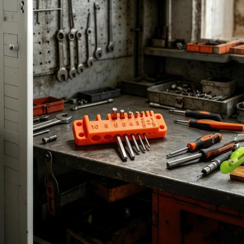 10サイズ対応の六角ソケットホルダー、穴あけ不要の壁掛け収納 - Marking Tools In Workshop のレビューと価格