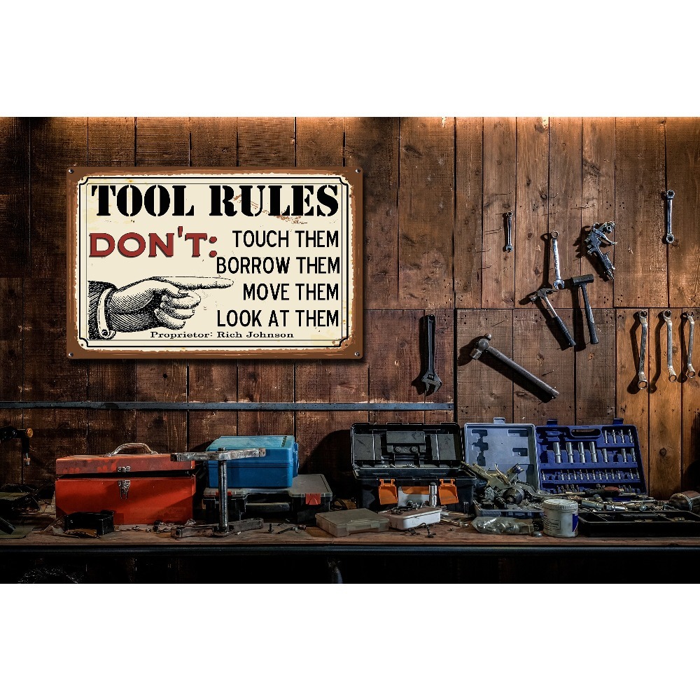 カスタマイズ可能なツールルールメタルプレート1枚、名前入りヴ - Workshop Tools Name のレビューと価格