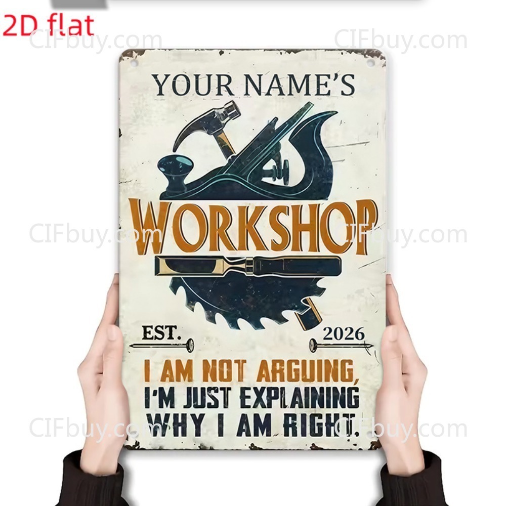 カスタムネームワークショップメタルサイン 1個 [2Dフラッ - Workshop Tools Name のレビューと価格